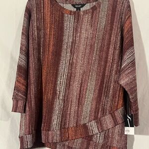 NWT Simply Vera Vera Wang Burgundy and Gray Knit Top